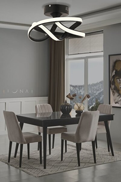 Luna Lighting Vino Riserva Model Siyah Renk Metal Salon Mutfak Oturma Yatak Odası Modern Led Plafonyer Avize