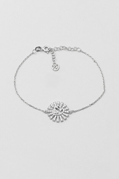 So CHIC... Şans Kuşu 18 Ayar Beyaz Altın Kaplama 21 Cm Gümüş Minimal Bileklik