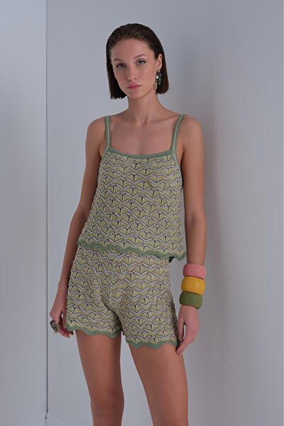 JOIN US Beli Lastikli Ajurlu Yeşil Şort