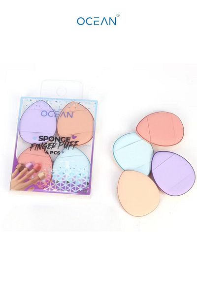 Ocean Finger Sponge Mini Puff Finger Face Makeup Sponge Under Eye Concealer Sponge 4 Pieces