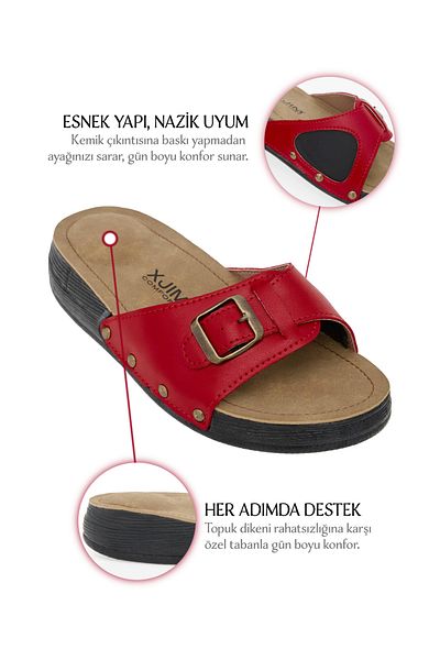XJIM Women's Red Orthopedic Slippers Hallux Heel Spur Bone Protrusion Supported Comfortable Daily Summer