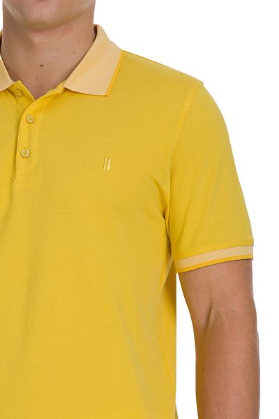 Hatemoğlu Κίτρινο T-Shirt με κανονική εφαρμογή 100% βαμβακερό γιακά πόλο