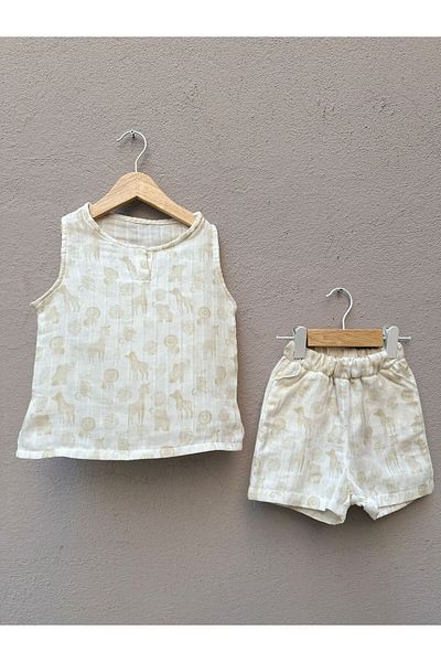 BabyDia Patterned Muslin Bottom Top Set