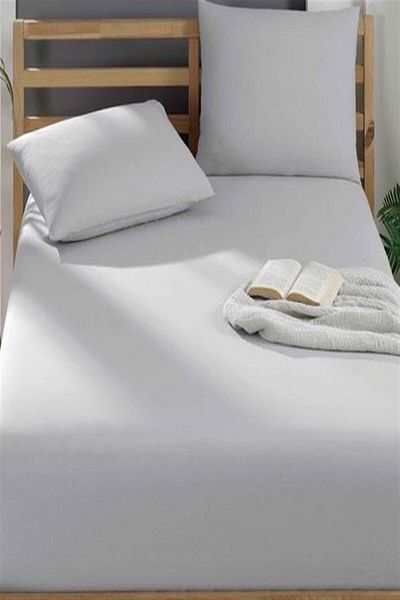 MORE HOME Single Cotton Fitted Sheet Set Pillowcase 50X70 Gray
