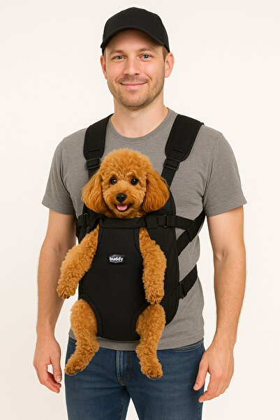 Buddy Store Kedi & Köpek Nefes Alabilen Ana Kucağı Fileli Taşıma Evcil Hayvan Seyehat Sırt Çantası Kanguru Siyah