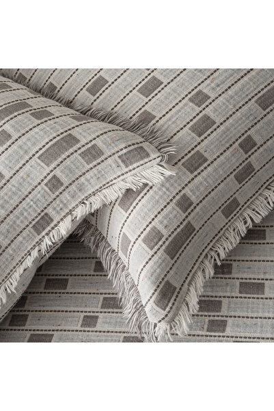 Ecocotton Merisa Çift Kişilik Pike Takımı %100 Organik Pamuk Müslin Dokuma Gri 240x260 Cm