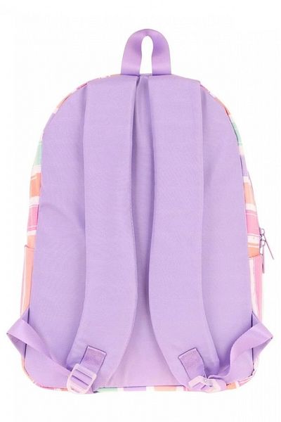 KAUKKO Rainbow Girl's Three Compartment Primary and Secondary School Bag - Purple Multicolor Stripes - K1801