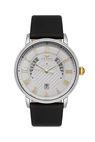 FERRO Black Leather Cord Men's Wrist Watch F11050B-D