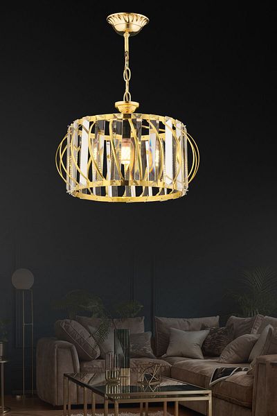 Luna Lighting Luxury Gold 27 Cm Crystal Stone Chandelier