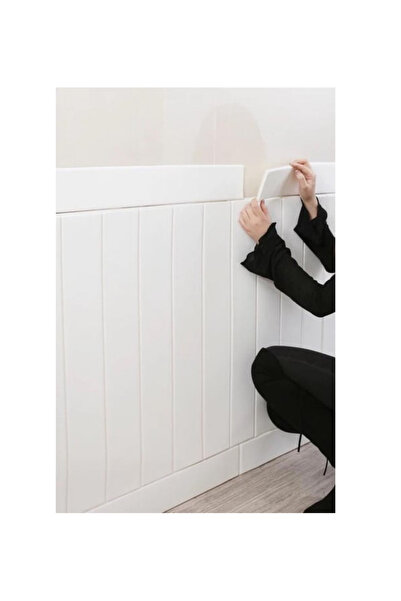 UKAB DEKOR 70x70 cm Kendinden Yapışkanlı Beyaz Lambri Görünümlü Esnek Köpük D...