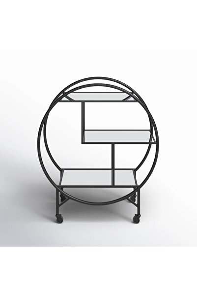 MERZANA Metal Servis Arabası, Siyah Servis Ve Sunum Arabası