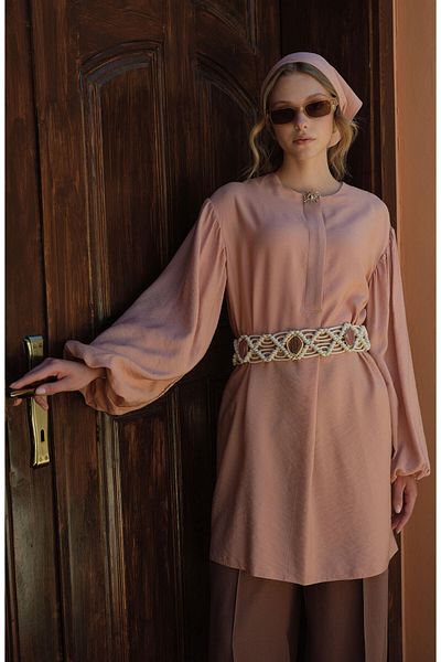 Fatma Atasoy Balloon Sleeve Sunshine Soft Pink Tunic