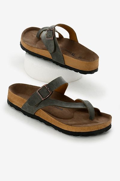 Tonny Black Women's Khaki Comfortable Fit Poly Sole Cross Model Nubuck Flip Flops
