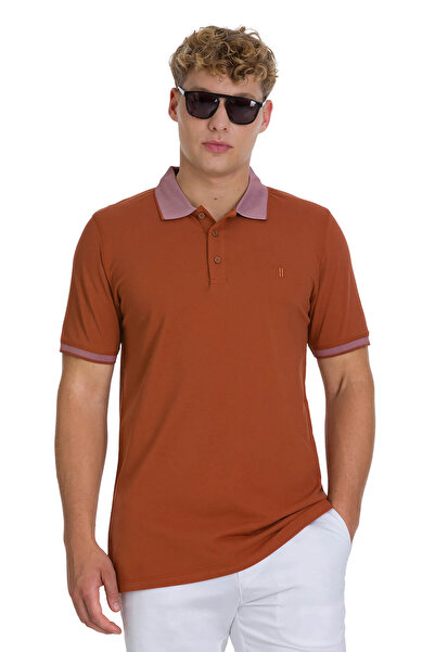 Hatemoğlu Tile Regular Fit 100% Cotton Polo Neck T-Shirt