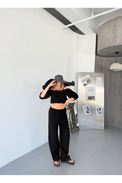 İLKCET MODA Muslin Fabric Madonna Collar Bottom Top Set