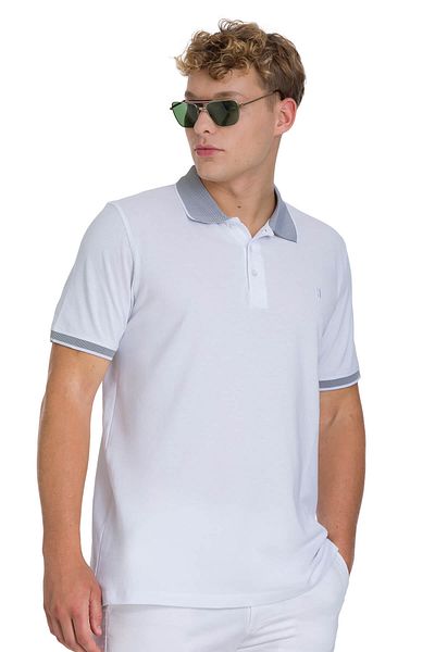 Hatemoğlu White Regular Fit 100% Cotton Polo Neck T-Shirt