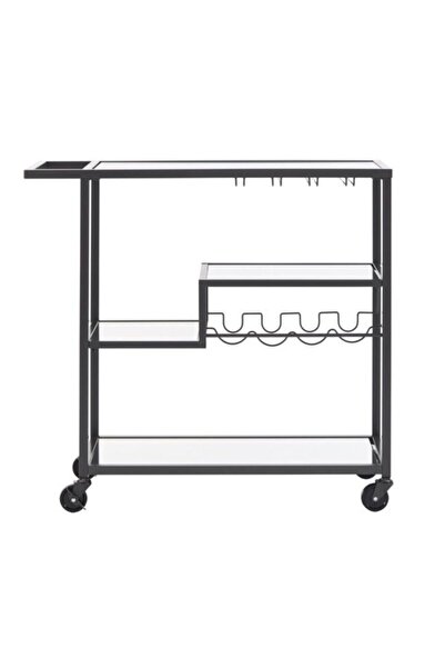 MERZANA Antrasit Servis Ve Sunum Arabası, Ayna Raflı Servis Arabası