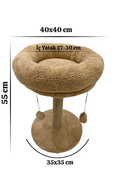 Komano Pontika 2 in 1 | Cat Scratching Board | Round Bed | 40 cm Mattress, 55 cm Length |   Toy Gift!