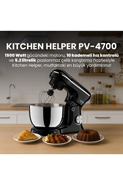 Lydsto Kitchen Helper PV-4700 1500W-5.2 Litre -10 Kademe Hız Ayarı Stand Mikser Hamur Yoğurma Makinesi