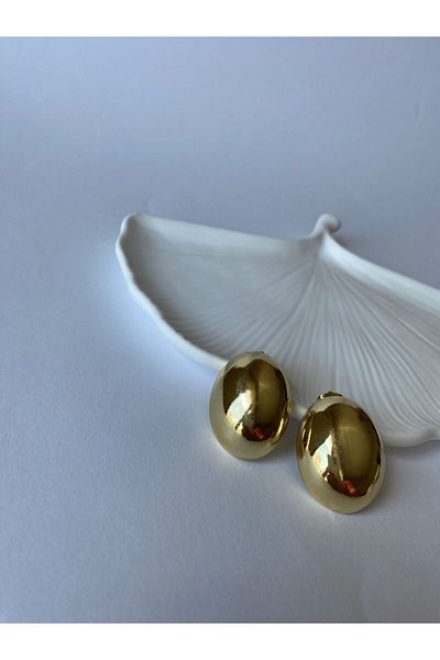 marsel aksesuar Xuping Oval Button Gold Earrings