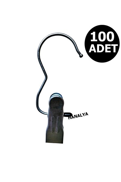 HANALYA Eşarp Askısı Elit Tek Mandal Krom Metal Askı, Şal Askısı - 100 Adet