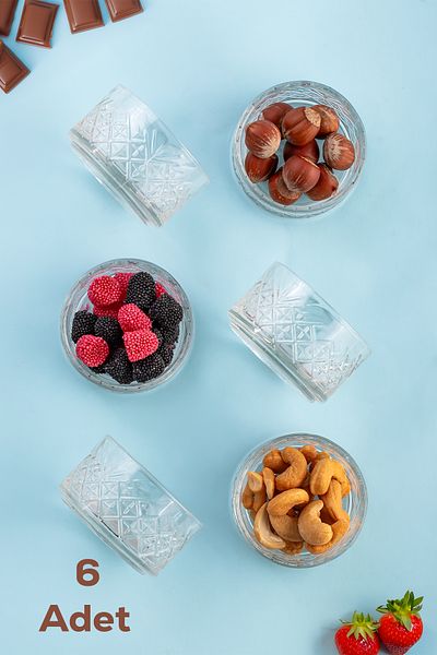 Porsima Amelia Glass Bowl Set of 6 - Turkish Delight, Cookie Bowl 4X7 cm