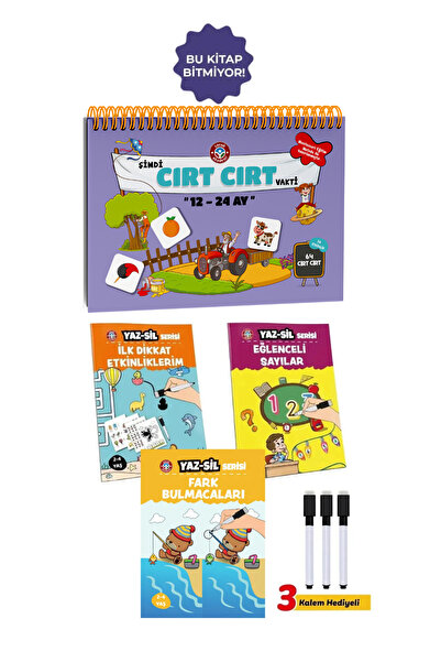 Çocuk Akademi 16-24 Ay Cırt Cırtlı Etkinlik Kitabı ve Yaz Sil Serisi-3
