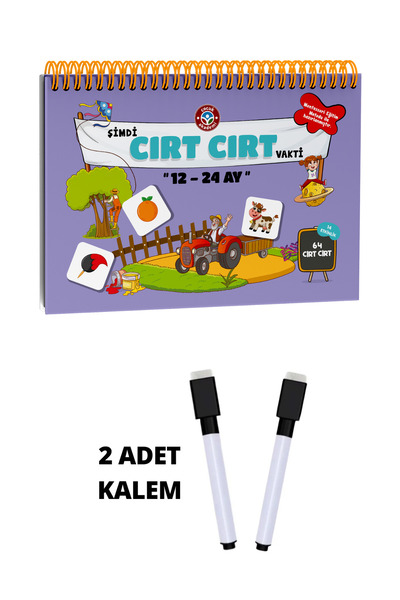 Çocuk Akademi 12-24 Ay Cırt Cırtlı Aktivite Eğitici Kitap Ve 2 Tane Silme Öze...