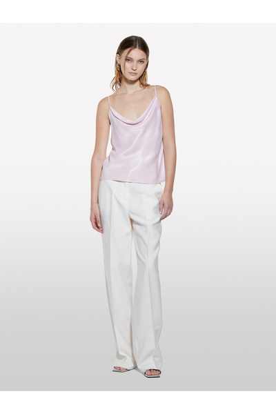 Sisley Women's Beige Viscose Blended Hidden Button Regular Waist Palazzo Pants