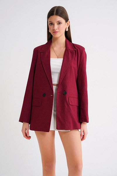 Mixray 4685 Jachetă de in pentru femei, roșu Claret