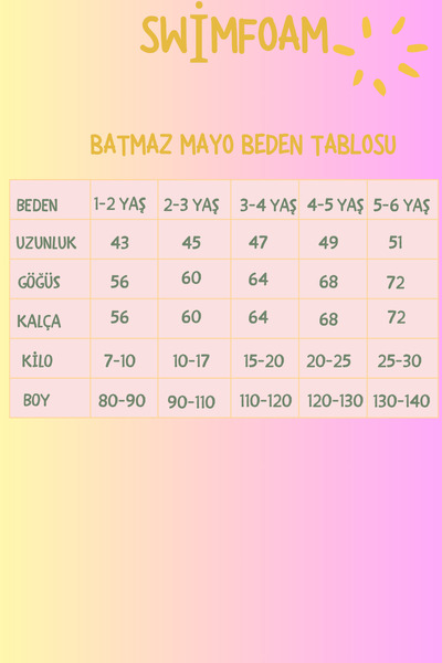 Swimfoam Swim Foam Pink Lamas Yüzmeye Yardımcı Batmaz Kız Çocuk Mayosu