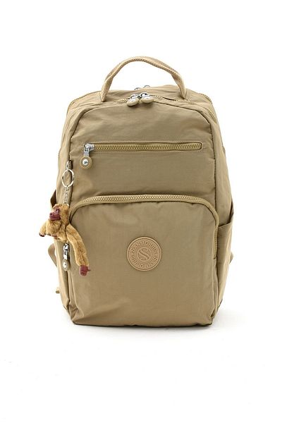 Sanmorris Khaki Colored Unisex Crinkle Laptop School and Backpack - Water Resistant, Multi-Compartment, Medium Size
