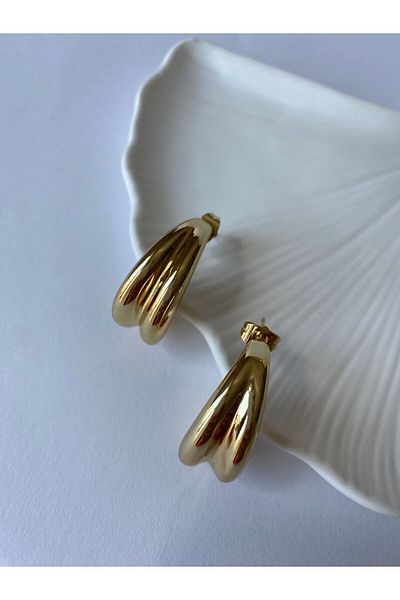 marsel aksesuar Xuping Double View Big Gold Earrings
