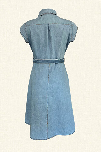 GZ Design Bakır ve Gold İşlemeli Midi Boy Açık Renk  Jean Elbise