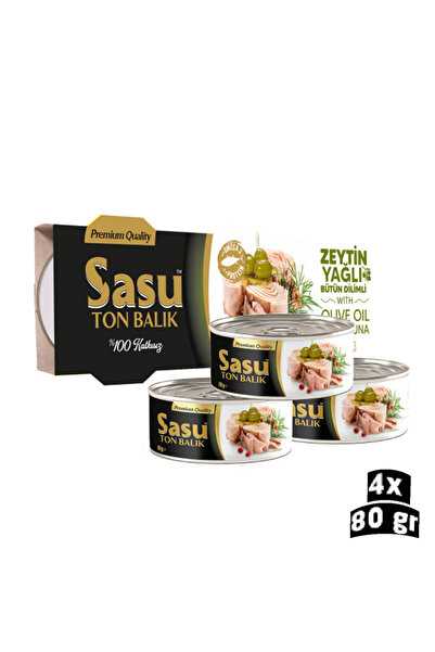 SASU Zeytinyağlı Ton Balığı 4x80g Bütün Dilim