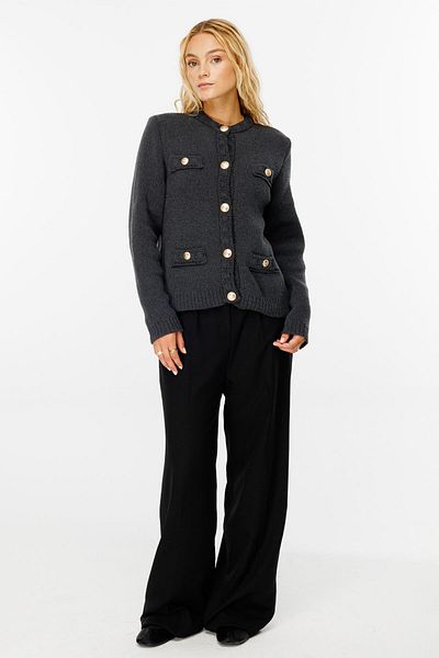Hooopstore Black Crepe Trousers - Ribbed Design