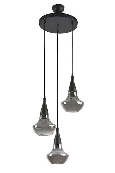 Modavize Fora Special Design 3-Piece Chandelier Set - Black Smoke Glass Pendant Lamp, Kitchen and Bedroom