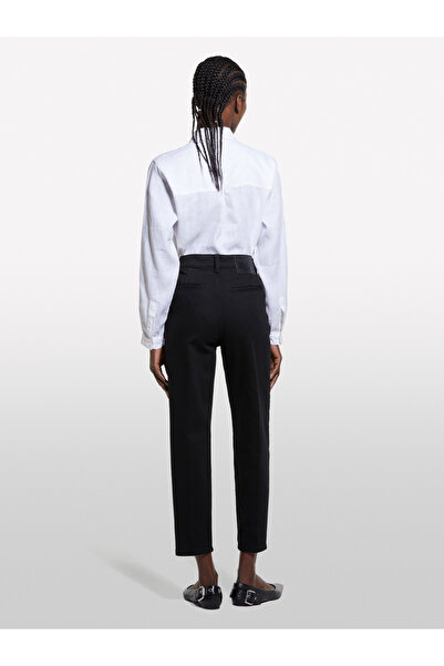 Sisley Women's White 100% Linen Buttoned Long Sleeve Shirt with Chest Pocket