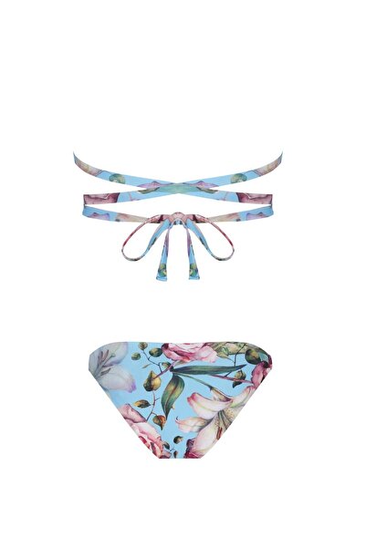Nur Karaata Triangle Blu Ruffle Bikini Set
