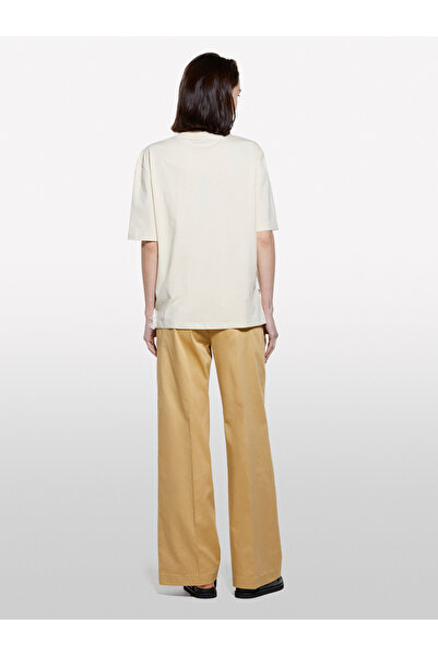 Sisley Women's Paper Bag Stretch Cotton Regular Waist Wide Leg Pants