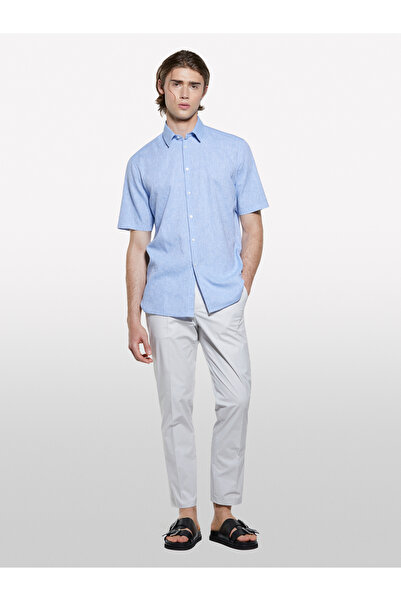 Sisley Men's Light Gray Cotton Blend Slim Comfort Fit Parachute Canvas Pants