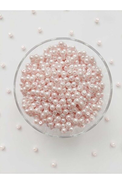 REN AKSESUAR Lüks Kaplama Pembe Cam İnci 6 mm 25 gr.