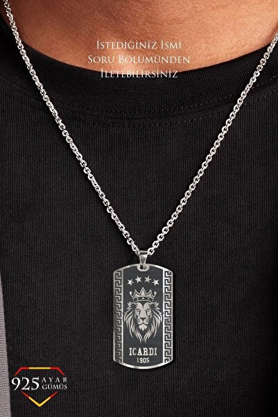 JEMIRA Unisex Isimli Kişiye Özel Taraftar Kolye 925 Ayar Gümüş (ZİNCİR KALINL...