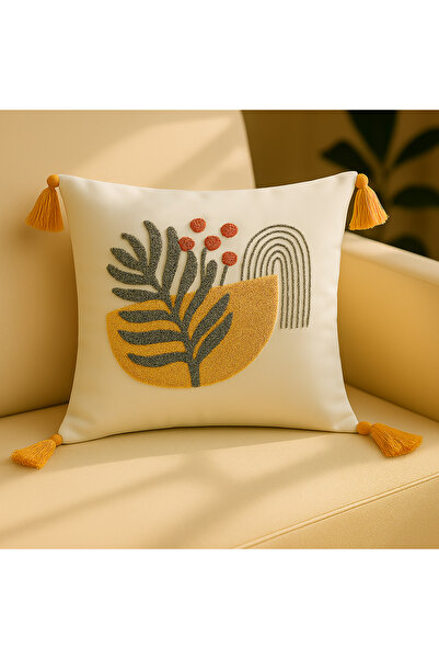 BUGİ HOME COLLECTİON Comfort Punch Patterned Throw Pillow Case Square Decorative Bohemian Embroidered Sofa Pillow Case Panç