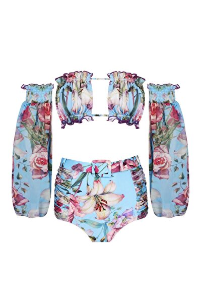 Nur Karaata Sun Sleeve Blu Bikini Set