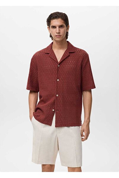 MANGO Man Ajur detaylı pamuklu bluz