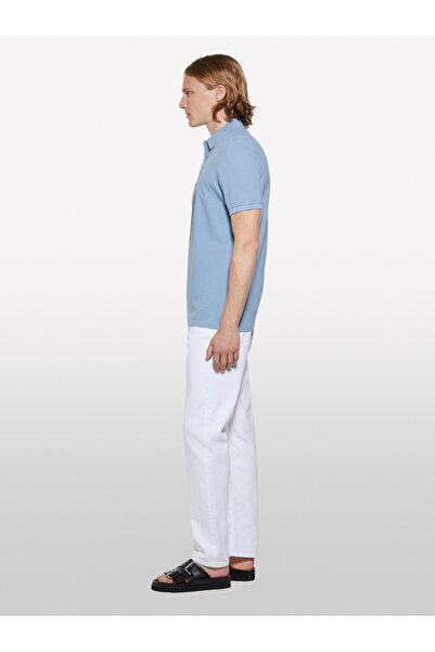 Sisley Ανδρικό μπλουζάκι πόλο από 100% βαμβάκι, κανονική εφαρμογή, μπλε αεροπορικός τύπος