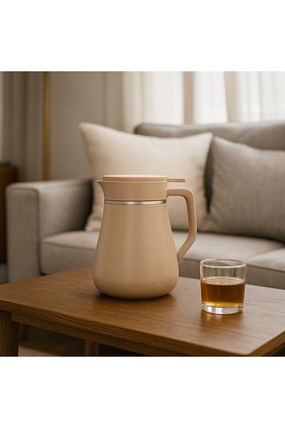 ALSAIF Coffee And Tea Vaccum Flask Steel In Brown / Leak-proof And Keeps Drinks Hot 1 Liter
