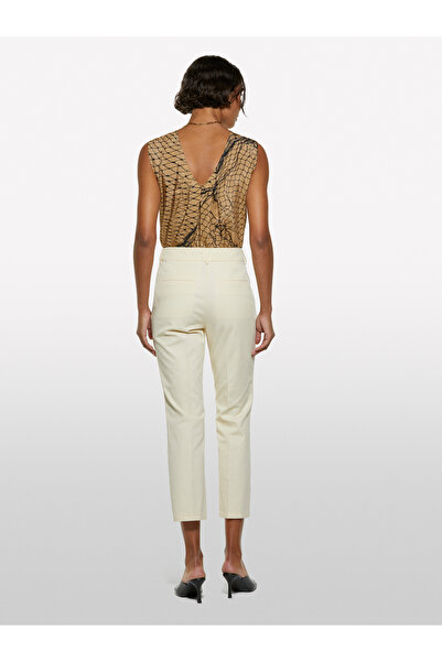 Sisley Women's Champagne Stretch Cotton Regular Waist Straight Fit Pants