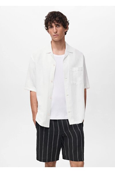 MANGO Man Regular kesim keten karışımlı gömlek